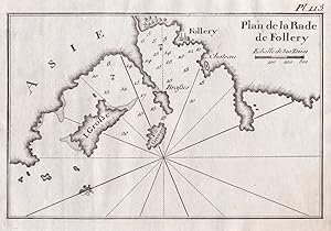 Imagen del vendedor de Plan de la Rade de Follery" - Izmir Smyrna Anatolia Turkey Trkei ile island Insel a la venta por Antiquariat Steffen Vlkel GmbH