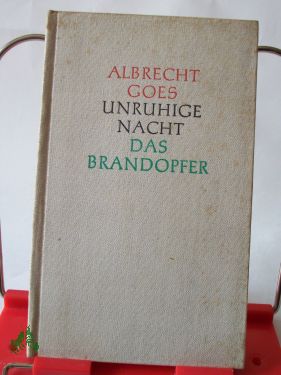 Seller image for Unruhige Nacht, das Brandopfer for sale by Antiquariat Artemis Lorenz & Lorenz GbR