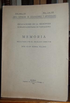 Imagen del vendedor de EXCAVACIONES EN LA NECROPOLIS ROMANO-CRISTIANA DE TARRAGONA a la venta por Fbula Libros (Librera Jimnez-Bravo)