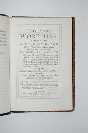 Bild des Verkufers fr England's Worthies. Under Whom all the Civill and Bloody Warres Since Anno 1642, to Anno 1647, are Related. zum Verkauf von Forest Books, ABA-ILAB