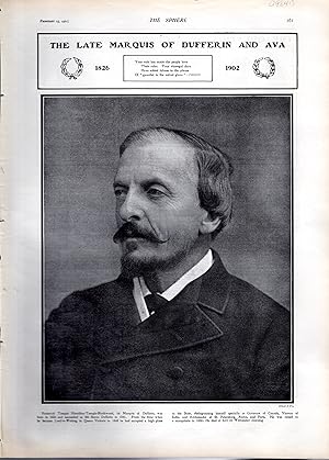 Imagen del vendedor de PRINT: "The Late Marquis of Dufferin and Ava, 1826-1902". photo from The Sphere Magazine, February 15, 1902 a la venta por Dorley House Books, Inc.