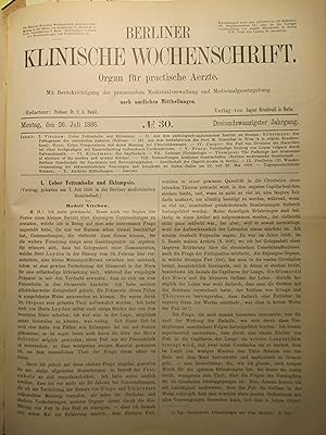 Ueber Fettembolie und Eklampsie. IN: Berl. klin. Wschr., 23./H. 30, S. 489-492, 1886, Br.