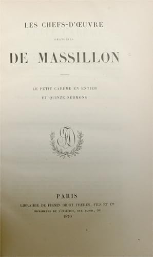 LES CHEFS-D'OEUVRES ORATOIRES DE MASSILLON.
