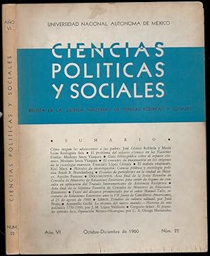 Imagen del vendedor de Como juzgan los adolescentes a sus padres in Ciencias Politicas y Sociales Ano VI Number 22 a la venta por The Book Collector, Inc. ABAA, ILAB