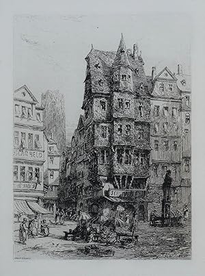 FRANKFURT, FRANKFORT, GERMANY, Ernest George original etching antique print 1880