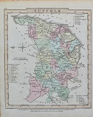 Antique Map SUFFOLK, George Gray, Original Hand Coloured 1824