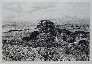 Distant View of EDINBURGH, Brunet-Debaines original etching antique print 1880