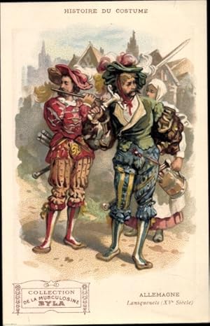 Künstler Ansichtskarte / Postkarte Histoire du Costume, Allemagne, Lansquenets, Reklame Musculosi...