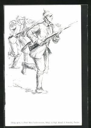 Bild des Verkufers fr Knstler-Ansichtskarte Max Liebermann: Soldaten im Sturm, Verein fr Kindervolkskchen zum Verkauf von Bartko-Reher