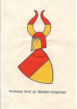 Original Kupferstich-Wappen Hermann Graf zu Münster - Langelage
