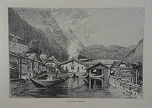 Bild des Verkufers fr Das Sudhaus in Hallstatt. Holzstich v. Reinhart. Wien 1889, 12,5 x 18,5 cm zum Verkauf von Antiquariat Johannes Mller