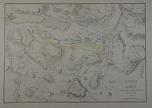 Bataille de Kolin gagnée par le Marechal Daun le 14 Juin 1757. Kupferstich-Karte mit Formationsko...