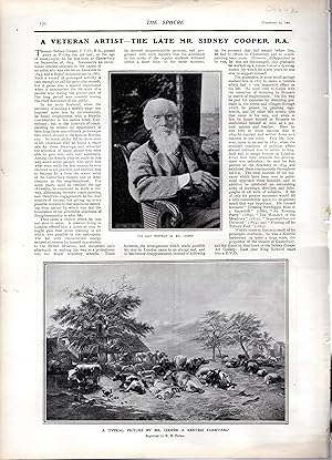 Image du vendeur pour PRINT: "Veteran Artist--The Late Mr. Sidney Cooper, R.A.".story, Engraving & photo from The Sphere Magazine, February 15, 1902 mis en vente par Dorley House Books, Inc.