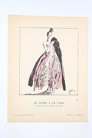 La Dame à la cape. Ensemble pour le soir, de Beer (pl.23, La Gazette du Bon ton, 1921 n°3)