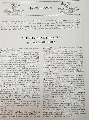 Seller image for Article/story: the Honeyed Peace Martha Gellhorn was a St. Louisan married to Ernest Hemingway. As a correspondent she covered the civil war in Spain for sale by Hammonds Antiques & Books