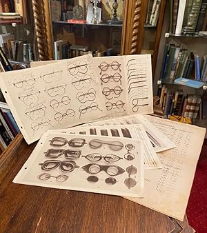 [Katalog] : 8 lose Tafeln in Fotodruck mit Brillen, Bügel, Spezialbrillen, Zubehör, Lupen, Etuis ...