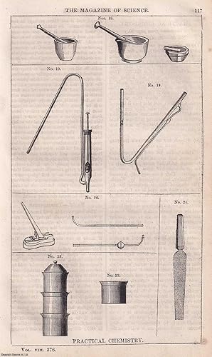 1847, Practical Chemistry equipment. A full page engraving featured in a complete issue of The Ma...