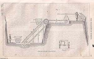 1847, Excavating Machine, by Moses Poole, for improvements in raising and transporting bodies and...