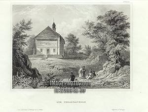 TELLSKAPELLE or TELL'S CHAPEL ON LAKE LUCERNE IN SWITZERLAND, 1850s Steel Engraved Antique Print