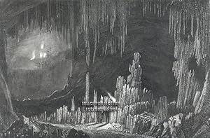 DIE HOHLE VON PAROS,The Cave of Antiparos, 1850s Steel Engraved Antique Print