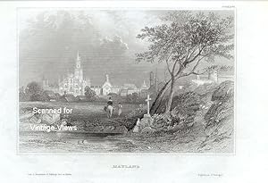 Milan,Mayland, city of northern Italy, located in the plains of Lombardy,1850s Steel Engraved Ant...