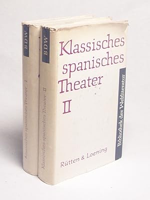 Bild des Verkufers fr Klassisches spanisches Theater. [2 Bde.] : [aus d. Span. bers. Bd. 1., Fuente Ovejuna. Der Ritter vom Mirakel. Brunnenkur. Der steinerne Gast. Die fromme Marta. Der Cid. Die verdchtige Wahrheit. Bd. 2., Der Unwiderstehliche. Trotz wider Trotz. Der Richter von Zalamea. Die Dame Kobold. Das Leben ein Traum / hrsg. von Werner Bahner] zum Verkauf von Versandantiquariat Buchegger