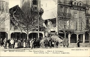 Ansichtskarte / Postkarte Reims Marne, Bombarde, Place Drouet d'Erlon, Maison de Cartonnages