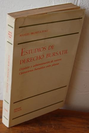 Immagine del venditore per ESTUDIOS DE DERECHO BURSTIL. Depsito y administracin de valores. Operaciones burstiles entre plazas venduto da EL RINCN ESCRITO