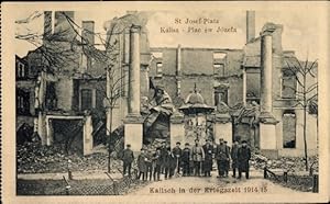 Ansichtskarte / Postkarte Kalisz Kalisch Posen, St. Josef Platz, Kriegszerstörungen, I WK