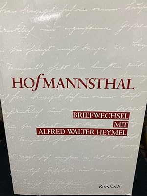 Seller image for Briefwechsel mit Alfred Walter Heymel 1900 - 1914. Hugo von Hofmannsthal. Werner Volke (Hg.) / Rombach Wissenschaften for sale by bookmarathon