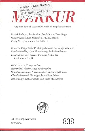 Merkur. Gegründet 1947 als Deutsche Zeitschrift für europäisches Denken