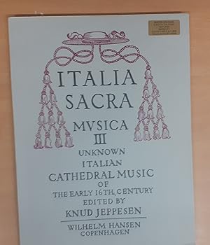 Bild des Verkufers fr Italia Sacra Musica Vol.3 zum Verkauf von Scarthin Books ABA, ILAB.