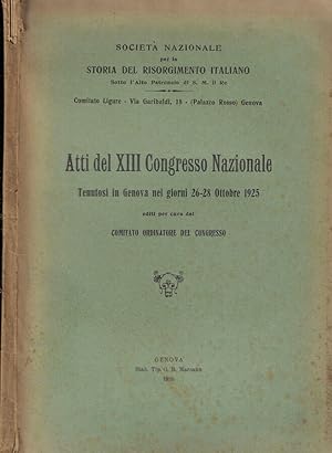 Bild des Verkufers fr Atti del XIII Congresso Nazionale zum Verkauf von Biblioteca di Babele