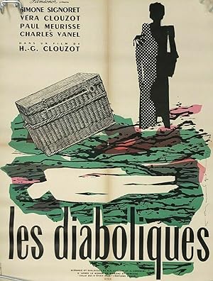 ORIGINAL c.1960 "LES DIABOLIQUES" FILM POSTER LINEN BACKED RAYMOND GID ART
