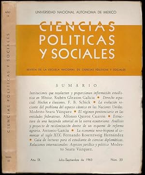 Seller image for Instituciones que recolectan y proporcionan informacion estadistica en Mexico in Ciencias Politicas y Sociales Ano IX Number 33 for sale by The Book Collector, Inc. ABAA, ILAB