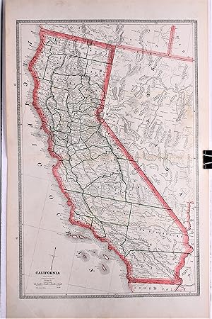 CALIFORNIA (Original Lithographed Map with Color Outline)