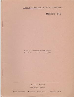 Imagen del vendedor de Histoire d'Io. [Du: L'volution psychiatrique, Tome 44, Fasc. 2, Anne 1979]. a la venta por Fundus-Online GbR Borkert Schwarz Zerfa