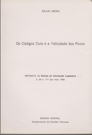 Seller image for Os Cdigos Civis e a Felicidade dos Povos. [Da: Revista de Informao Legislativa (RiL), a. 30, n. 117, jan./mar. 1993]. for sale by Fundus-Online GbR Borkert Schwarz Zerfa
