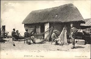 Ansichtskarte / Postkarte Etretat Seine Maritime, Une Caloge, Partie an einer Fischerhütte