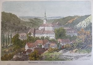 kolorierter Holzstich - Schloss Weesenstein.