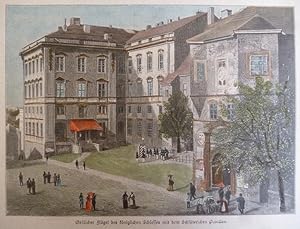 kolorierter Holzstich - Östlicher Flügel des königlichen Schlosses mit dem Schlüterschen Pavillon...