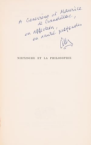 Image du vendeur pour Nietzsche et la philosophie mis en vente par Maggs Bros. Ltd ABA, ILAB, PBFA, BA
