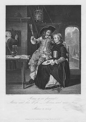 Metzu and his Wife Dutch genre painter Antique Print