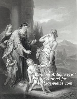 Abraham and Hagar Adrian Vendrewerff Antique Print