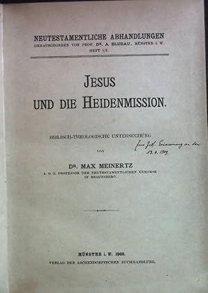 Seller image for Jesus und die Heidenmission. Neutestamentliche Abhandlungen, Heft 1/2. for sale by books4less (Versandantiquariat Petra Gros GmbH & Co. KG)