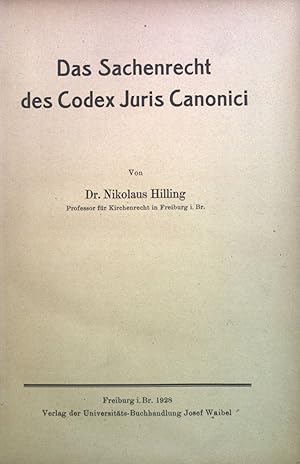 Bild des Verkufers fr Das Sachenrecht des Codex Juris Canonicic. zum Verkauf von books4less (Versandantiquariat Petra Gros GmbH & Co. KG)