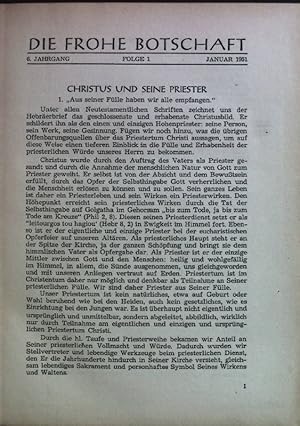 Bild des Verkufers fr Reform der Predigt durch Cl. M. Hofbauer - in: Die Frohe Botschaft 6. Jahrgang, Folge 1-12, Januar-Dezember 1951. zum Verkauf von books4less (Versandantiquariat Petra Gros GmbH & Co. KG)