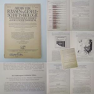 Seller image for Archiv fr Rassen- und Gesellschaftsbiologie einschlielich Rassen- und Gesellschaftshygiene. Zeitschrift fr die Erforschung des Wesens von Rasse und Gesellschaft und ihres gegenseitigen Verhltnisses, fr die biologischen Bedingungen ihrer Erhaltung und Entwicklung, sowie fr die grundlegenden Probleme der Entwicklungslehre. Wissenschaftliches Organ der Deutschen Gesellschaft fr Rassenhygiene und des Reichsausschusses fr Volksgesundheitsdienst, gegrndet von Prof., Dr.med., Dr.phil. h.c. Alfred Ploetz 36. Band 1943, 6. Heft, aus dem Besitz von E r n s t R  d i n * b e v  l k e r u n g s p o l i t i s c h e s D o p p e l z i e l : kraftvolles Volkswachstum bei Verzicht auf rassenhygienisch unerwnschten Nachwuchs / W e r n e r K o l l a t h Herausgeber: Dr.med. Agnes Blum, Prof. der Statistik und Bevlkerungspolitik Dr. S. Burgdrfer, Prof. der Anthropologie Dr .Eugen Fischer, Prof. Dr. W. Gro (Leiter des Rassenpolitischen Amtes der NSDAP), Staatssekretr a.D. SS Brigadefhrer Dr for sale by Galerie fr gegenstndliche Kunst