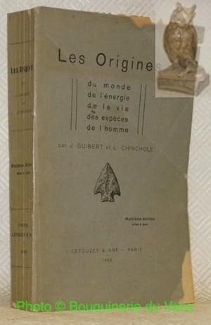 Seller image for Les origines du monde, de l'nergie, de la vie, des espces, de l'homme. Questions d'apologtique. Cosmogonie, nergie, origine de la vie, origine des espces, origine de l'homme, unit de l'espce humaine, antiquit de l'espce humaine, tat de l'homme primitif. Huitime dition, entirement refondue, orne de nombreuses figures par L. Chinchole. for sale by Bouquinerie du Varis