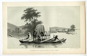 Antique Print-WYOMING-PLATTE RIVER-DEER CREEK-CROSSING-Stansbury-Ackerman-1852